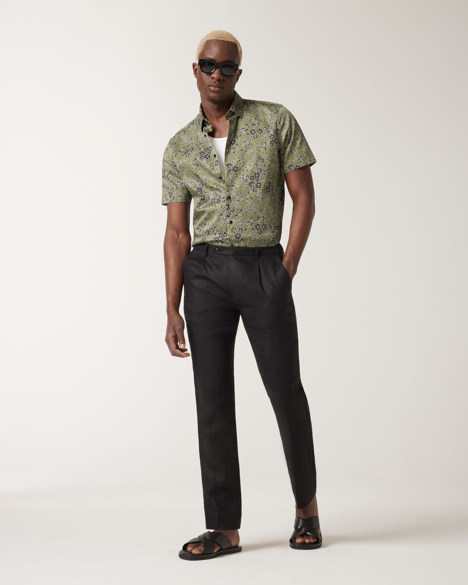 Floral Button-up Shirt, Khaki, hi-res
